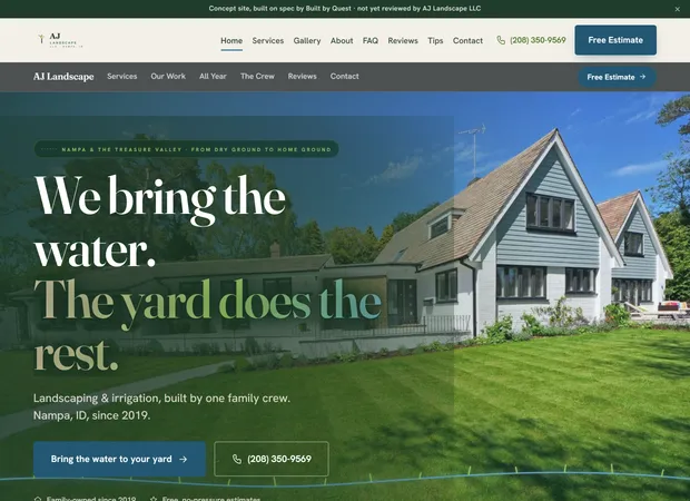 AJ Landscape website, live