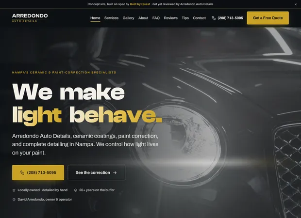 Arredondo Auto Details website, live