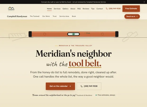 Campbell Handyman Service website, live