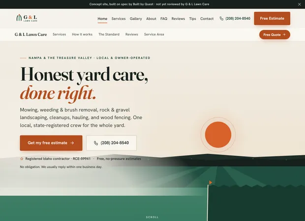 G and L Lawn Care website, live