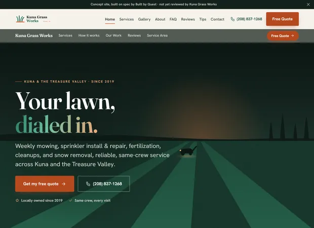 Kuna Grass Works website, live