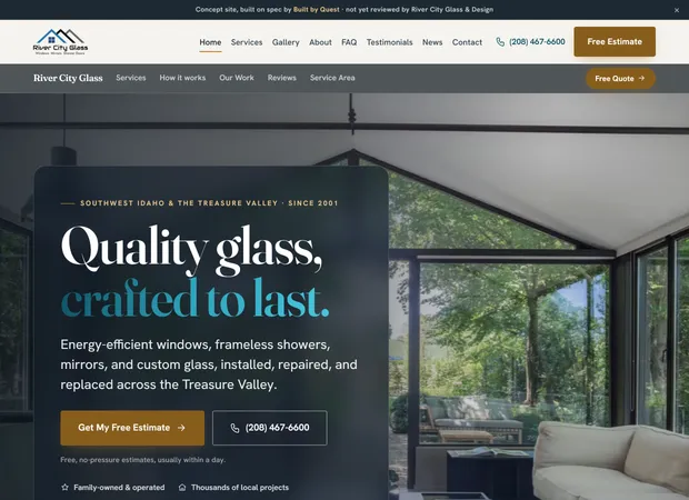River City Glass and Design website, live