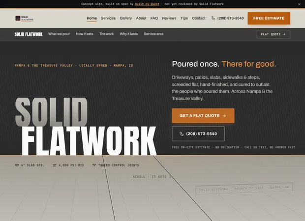 Solid Flatwork website, live